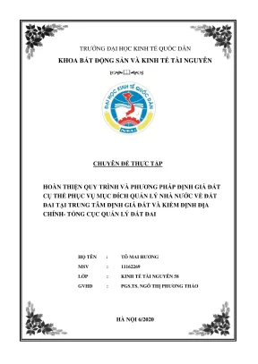 Hoàn thiện quy trình định giá đất phục vụ quản lý nhà 