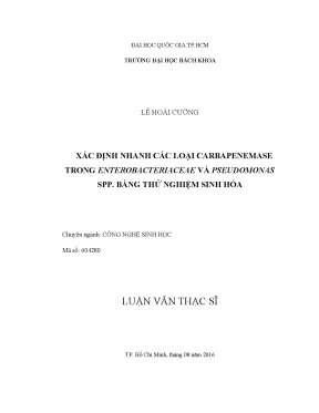 Phương Pháp Xác Định Nhanh Carbapenemase Trong