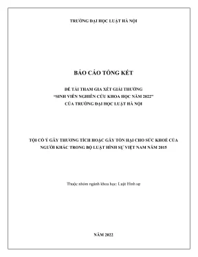 Nghiên cứu khoa học về tội cố ý gây thương tích trong Bộ