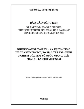 Đề tài nghiên cứu khoa học những vấn đề tâm lý xã hội và pháp lý của việc bỏ rơi bỏ mặc trẻ em kinh nghiệm của một số quốc gia và giải pháp xử lý cho việt nam