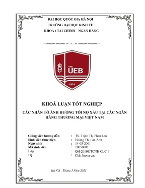 Các nhân tố ảnh hưởng đến nợ xấu tại ngân hàng thương