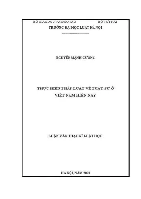 Luận Văn Thạc Sĩ Luật Học: Thực Hiện Pháp Luật Về Luật