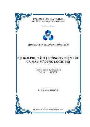 Luận Văn Thạc Sĩ Kỹ Thuật Điện: Dự Báo Phụ Tải Tại Công