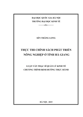 Luận Văn Thạc Sĩ Quản Lý Kinh Tế: Thực Thi Chính Sách
