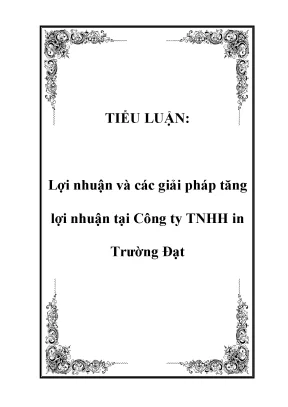 Lợi Nhuận Và Giải Pháp Tăng Lợi Nhuận Hiệu Quả Tại Công