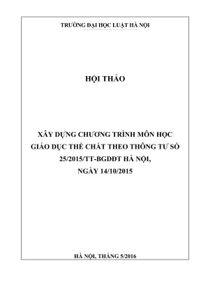 Kỷ yếu hội thảo xây dựng chương trình giáo dục thể chất 