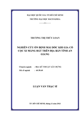 Nghiên cứu ổn định mái dốc khi gia cố cọc xi măng đất
