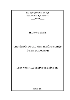 Luận Văn Thạc Sĩ: Chuyển Đổi Cơ Cấu Kinh Tế Nông Nghiệp