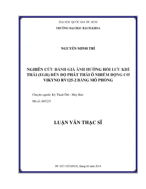 Nghiên cứu ảnh hưởng EGR đến phát thải động cơ Vikyno RV 