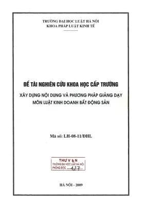 Nghiên cứu xây dựng nội dung và phương pháp giảng dạy 