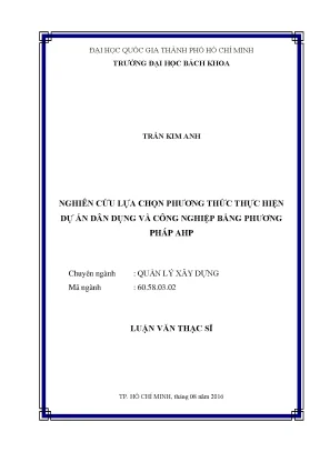 Phương Pháp AHP Trong Lựa Chọn Phương Thức Thực Hiện Dự