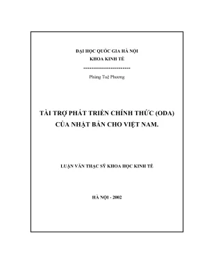 Luận Văn Thạc Sĩ: Tài Trợ ODA Của Nhật Bản Cho Việt Nam