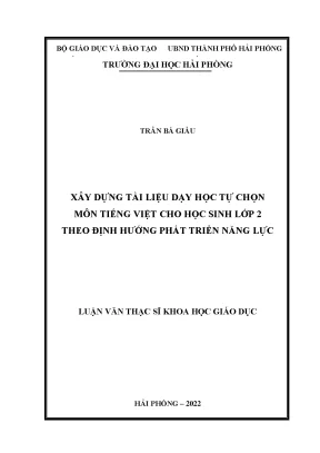 Luận Văn Thạc Sĩ: Xây Dựng Tài Liệu Dạy Học Tự Chọn Môn