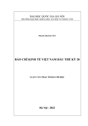 Luận Văn Thạc Sĩ Báo Chí: Nghiên Cứu Báo Chí Kinh Tế