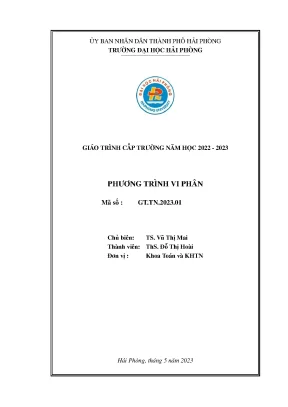 Giáo Trình Phương Trình Vi Phân: Hướng Dẫn Chi Tiết Và