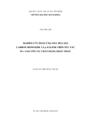 Nghiên cứu phản ứng oxy hóa sâu CO và p-Xylene trên xúc