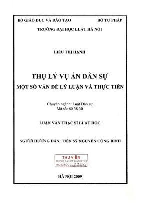 Luận văn thạc sĩ luật học: Thụ lý vụ án dân sự - Lý luận