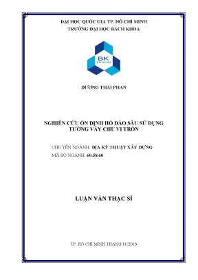 Nghiên cứu ổn định hố đào sâu với tường vây chu vi tròn