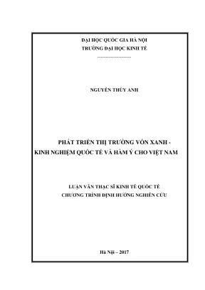 Luận Văn Thạc Sĩ: Phát Triển Thị Trường Vốn Xanh - Kinh