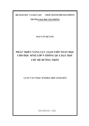 Phát Triển Năng Lực Giao Tiếp Toán Học Cho Học Sinh Lớp