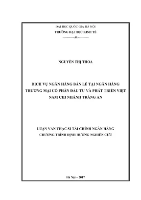 Luận Văn Thạc Sĩ Tài Chính Ngân Hàng: Dịch Vụ Ngân Hàng