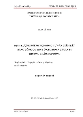 Định Lượng Rủi Ro Hợp Đồng Tư Vấn Giám Sát Bằng Công Cụ