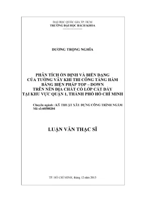 Phân tích ổn định và biến dạng tường vây thi công tầng 