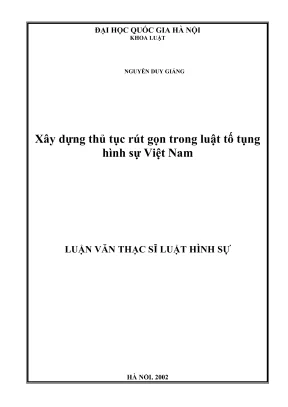 Luận Văn Thạc Sĩ Luật Học: Xây Dựng Thủ Tục Rút Gọn