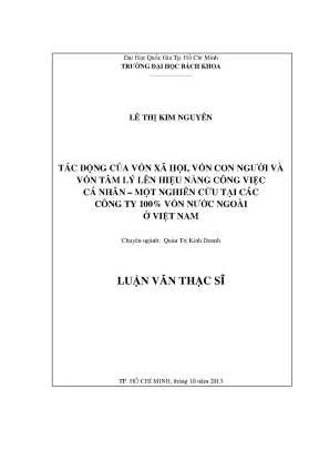 Tác Động Của Vốn Xã Hội, Vốn Con Người Và Vốn Tâm Lý Lên
