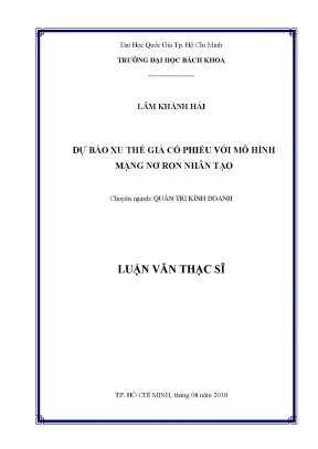 Luận văn thạc sĩ quản trị kinh doanh dự báo xu thế giá cổ phiếu với mô hình mạng nơron nhân tạo