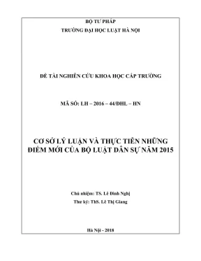 Nghiên cứu cơ sở lý luận và thực tiễn điểm mới Bộ luật