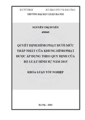 Quyết định hình phạt dưới mức thấp nhất theo Bộ luật