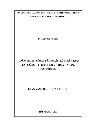 Hoàn thiện quản lý nhân lực tại Công ty TNHH MTV Nước