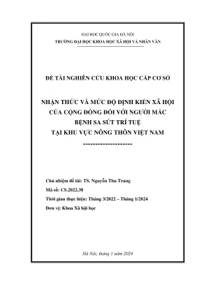 Nhận thức và định kiến xã hội về bệnh sa sút trí tuệ tại