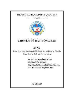 Hoàn thiện công tác định giá bất động sản tại Công ty CP 