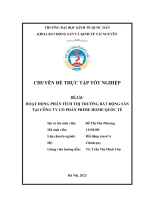 Hướng dẫn thực tập tốt nghiệp: Phân tích thị trường bất 