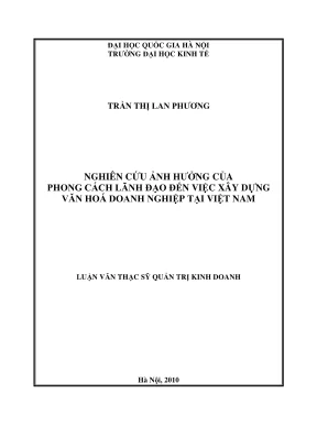 Ảnh hưởng của phong cách lãnh đạo đến văn hóa doanh