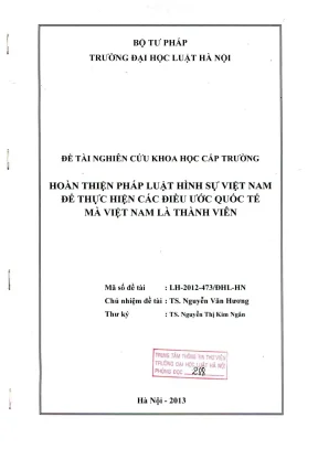 Hoàn thiện pháp luật hình sự Việt Nam để thực hiện điều 