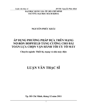 Luận Văn Thạc Sĩ: Ứng Dụng Mạng Nơron Hopfield Tăng