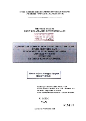 Nghiên cứu hợp đồng hợp tác kinh doanh tại Việt Nam: 