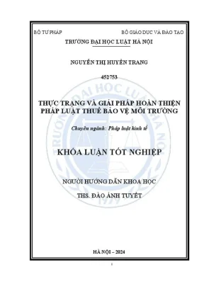 Thực Trạng Và Giải Pháp Hoàn Thiện Pháp Luật Thuế Bảo Vệ 
