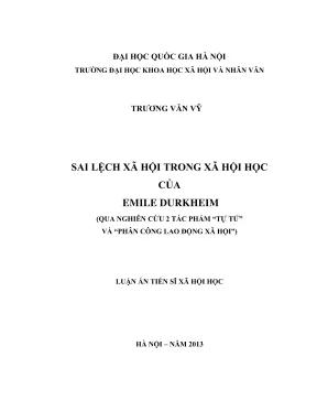 Luận án tiến sĩ: Sai lệch xã hội trong xã hội học của