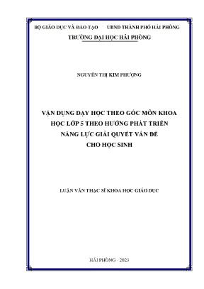 Luận Văn Thạc Sĩ: Dạy Học Theo Góc Môn Khoa Học Lớp 5