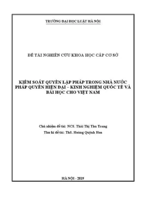 Kiểm Soát Quyền Lập Pháp Trong Nhà Nước Pháp Quyền: Kinh