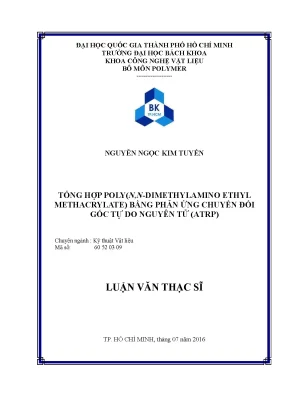 Luận Văn Thạc Sĩ: Tổng Hợp Poly N-Dimethylamino Ethyl 