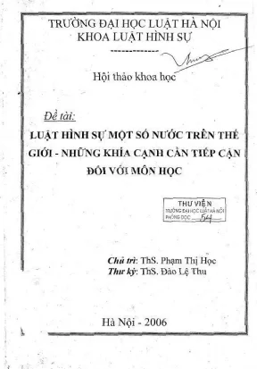 Kỷ yếu hội thảo khoa học luật hình sự: Khía cạnh tiếp