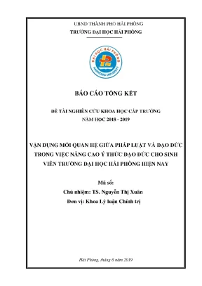 Nghiên cứu vận dụng pháp luật và đạo đức nâng cao ý thức 
