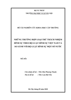 Nghiên cứu loại trừ trách nhiệm hình sự theo Bộ luật