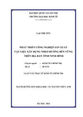 Luận Văn Thạc Sĩ: Phát Triển Công Nghiệp Vật Liệu Xây