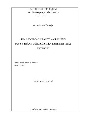 Phân Tích Nhân Tố Ảnh Hưởng Đến Thành Công Của Liên Danh